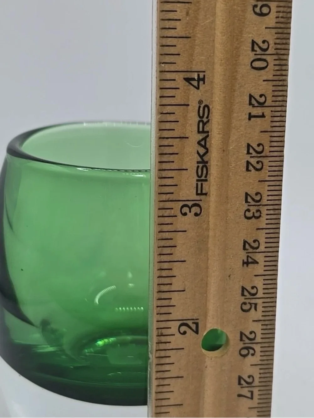 Crate & Barrel Emerald Green & Clear Glass Votive Tea Light Candle Holder